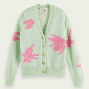 Intarsia knitted boxy-fit cardigan | Women